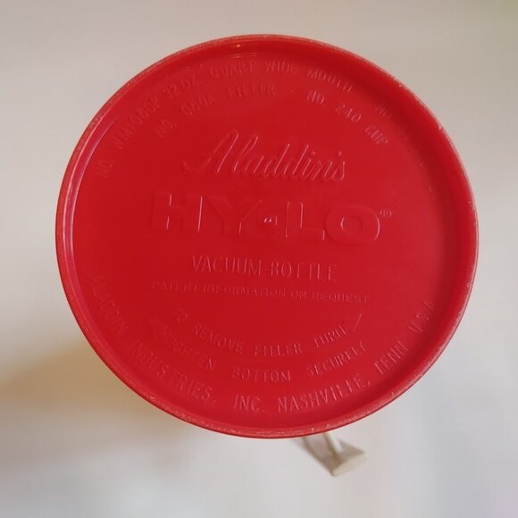 1970's Vintage Red Aladdin HY-LO Thermos Bottle # WM1060P Wide Mouth Quart - Picture 6 of 10